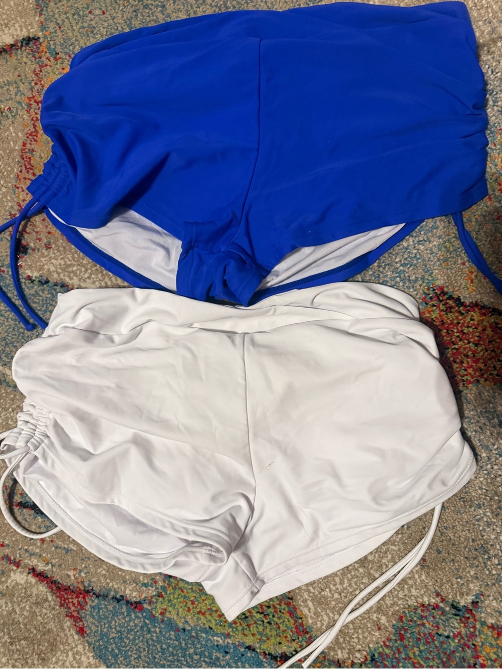 2 bathing suit bottoms / Blue and White Swim Shorts bottoms